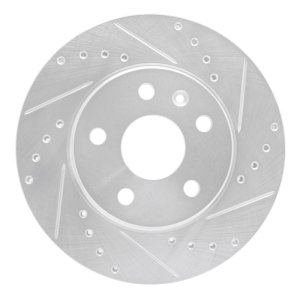 Buick LaCrosse Brake Rotor (1) - Front Right - R1 Concepts - Drilled & Slotted - Silver - `11-`16